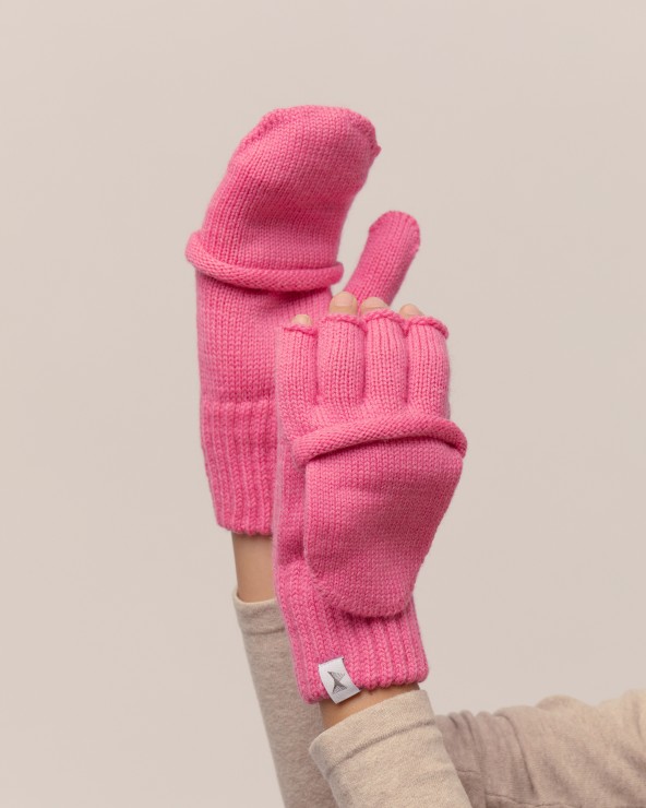 Laste villased kindad avatud sõrmeotstega ja mustriga