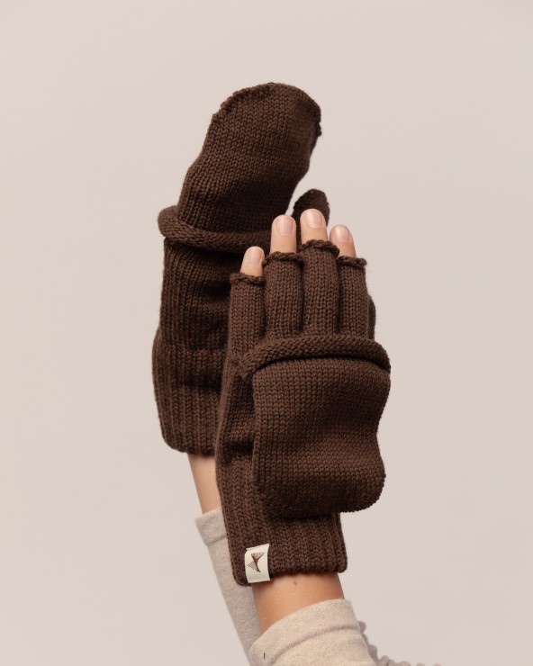 Laste villased kindad avatud sõrmeotstega ja mustriga